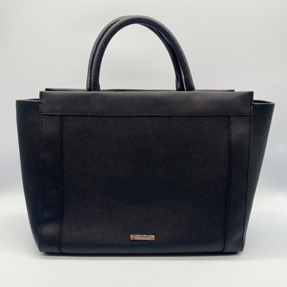 REBECCA Minkoff black textured leather crossbody satchel bag